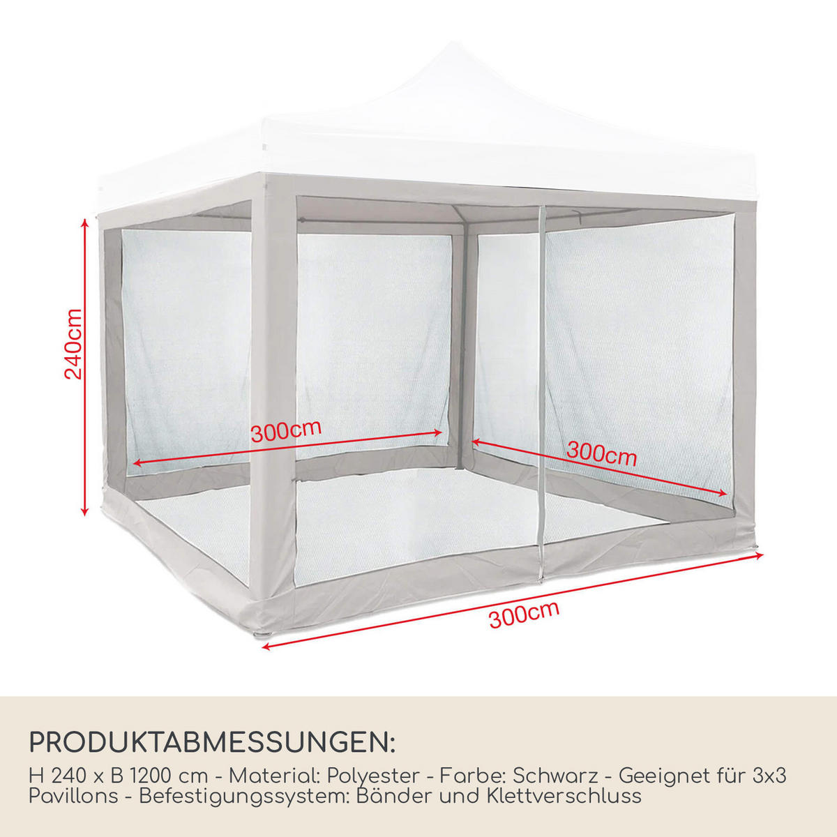 MOSKITONETZ FÜR PAVILLON Weiß 1200/240 cm - Weiß, Kunststoff (240/240/1200cm) - Mobili Rebecca