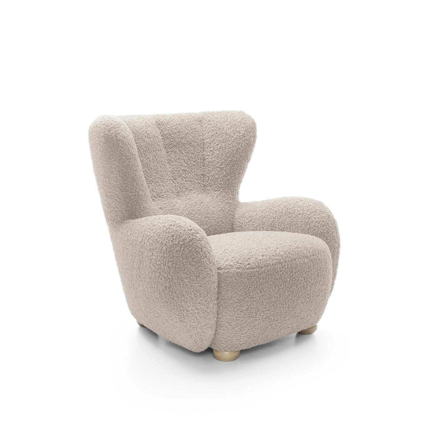 OHRENSESSEL Teddy Beige, Buchenholz Bein, Sessel aus Boucle-Stoff - Beige/Buchefarben, Holzwerkstoff/Textil (88/91/100cm) - Bettso