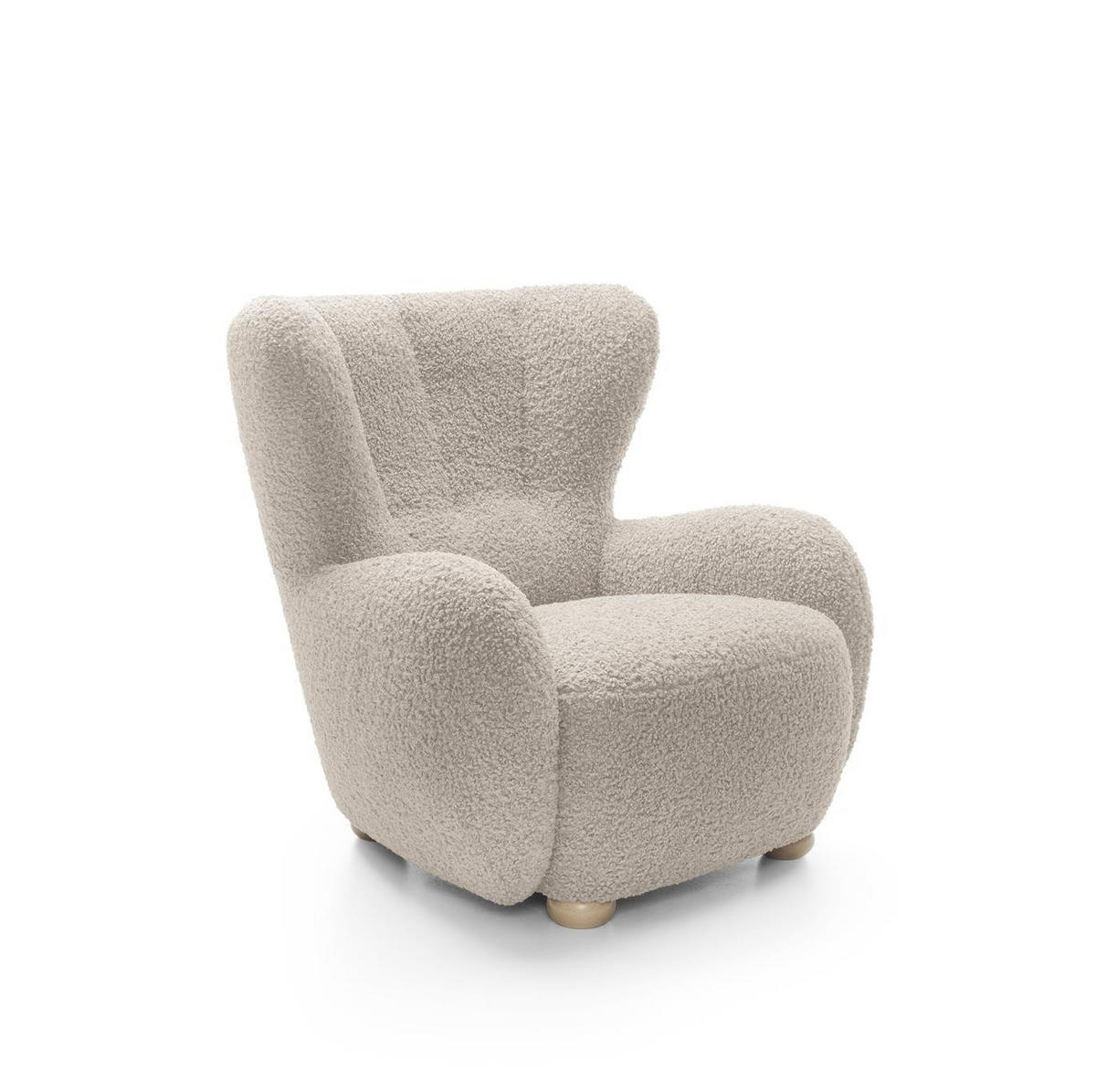 OHRENSESSEL Teddy Beige, Buchenholz Bein, Sessel aus Boucle-Stoff - Beige/Buchefarben, Holzwerkstoff/Textil (88/91/100cm) - Bettso