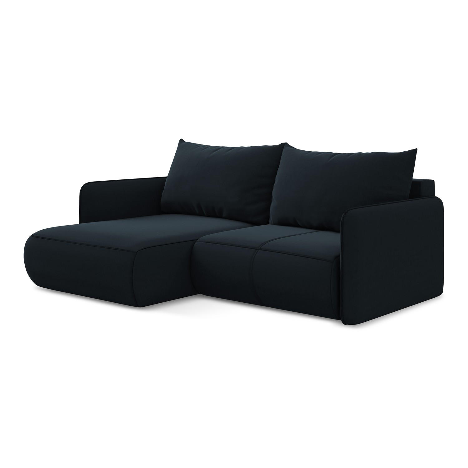 ECKSOFA mit Schlaffunktion Samt Stoff Blau - Blau/Schwarz, Kunststoff/Textil (148/207cm) - LaMiaSofa