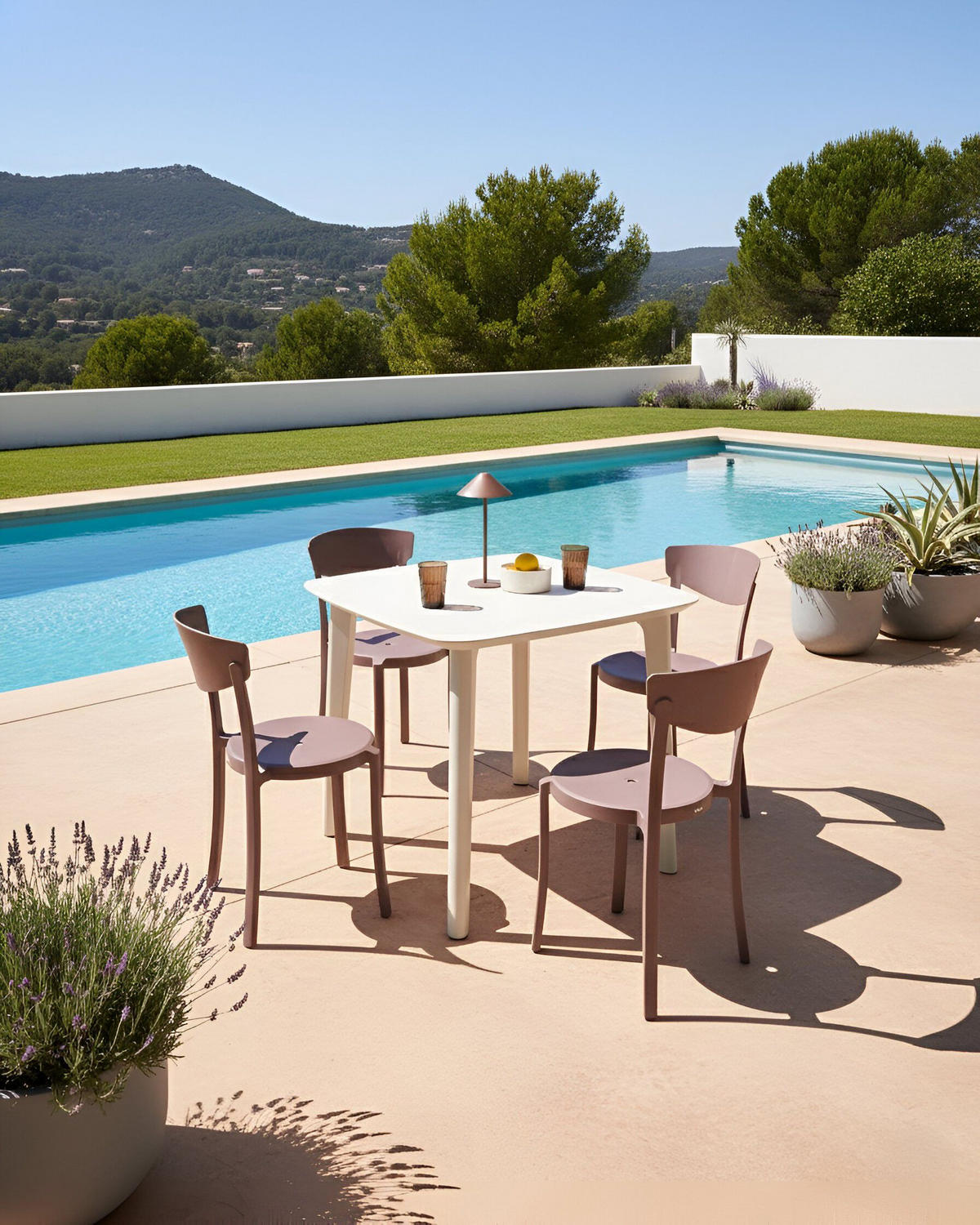 GARTENSTUHL 4er-Set Braun Vieste - Braun, Kunststoff (42/80/38cm) - Beliani