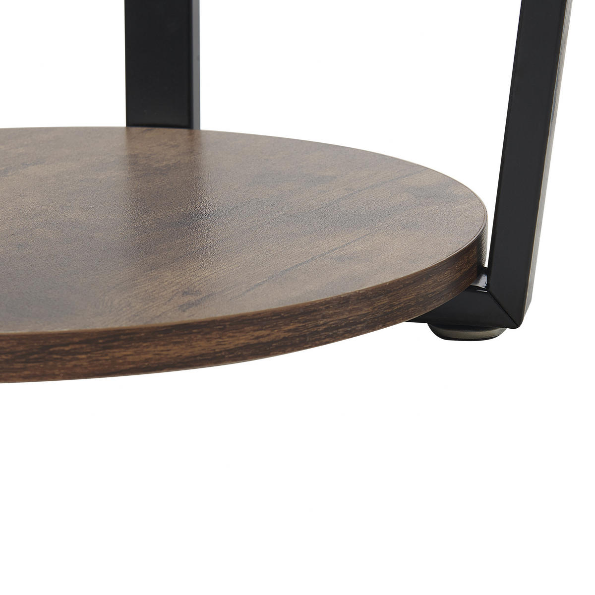 BEISTELLTISCH dunkler Holzfarbton/schwarz rund Orick - Dunkelbraun/Schwarz, Holzwerkstoff (50/50/57cm) - Beliani