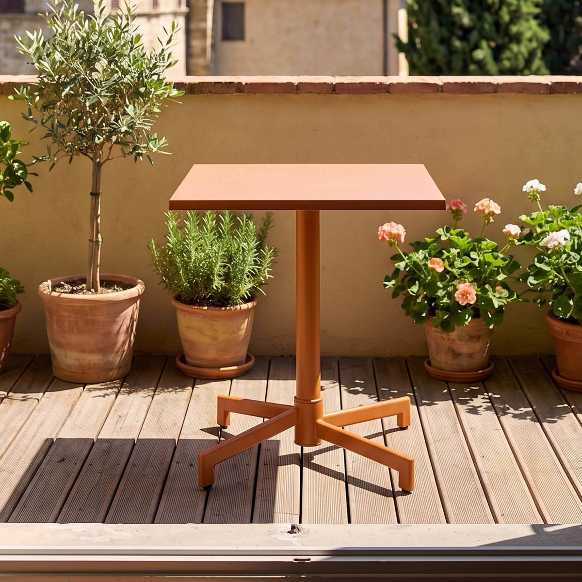 BISTROTISCH, Karamell - Braun, Metall (70/70/72cm) - Oviala
