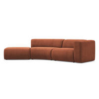 ECKSOFA Links Chenille Stoff Orange - Terracotta/Schwarz, Kunststoff/Textil (335/70/166cm) - Makamii