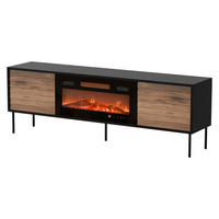 TV-LOWBOARD Cortina 180 mit Elektrische Kamin - Schwarz/Braun, Holzwerkstoff/Metall (180/60/40cm) - MIRJAN24