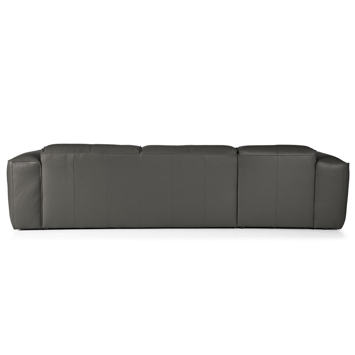 3-SITZER ECKSOFA mit Longchair - Schwarz/Grau, Leder/Kunststoff (284/173cm) - home24