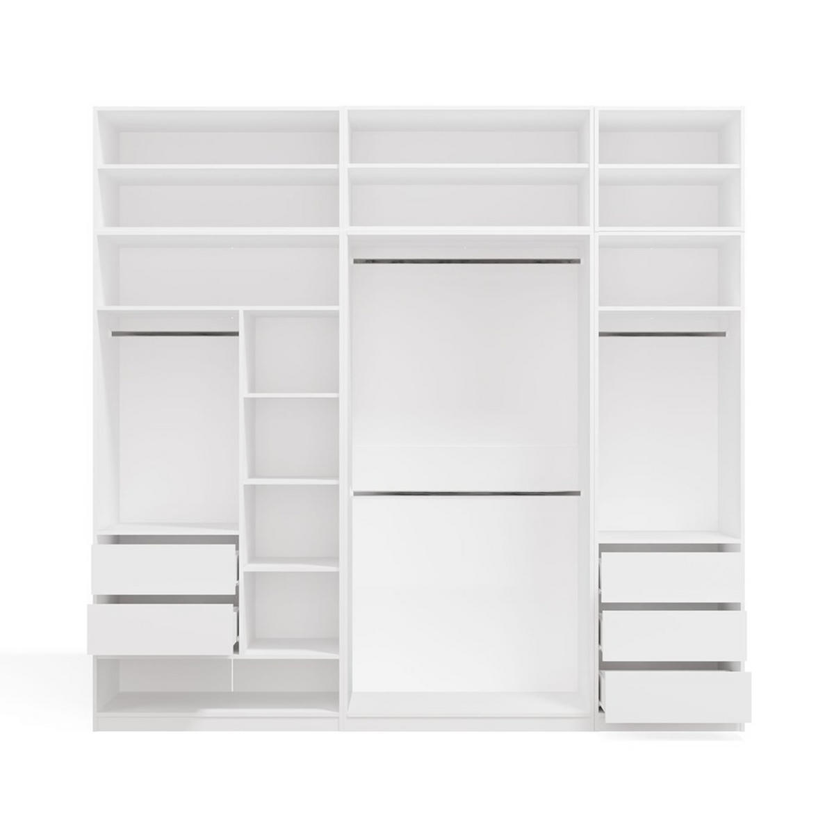 GARDEROBSSKÅP Vit 260/250/50 - Vit, Träbaserade material (260/250/50cm) - RAUMHIRSCH FURNITURE