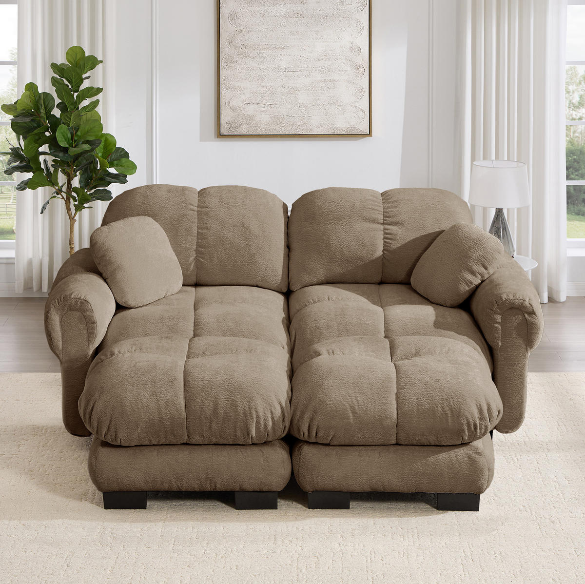 SOFA 2-Sitzer aus Chenille Braun - Braun, Holz (149/90/190.1cm) - Meubliv