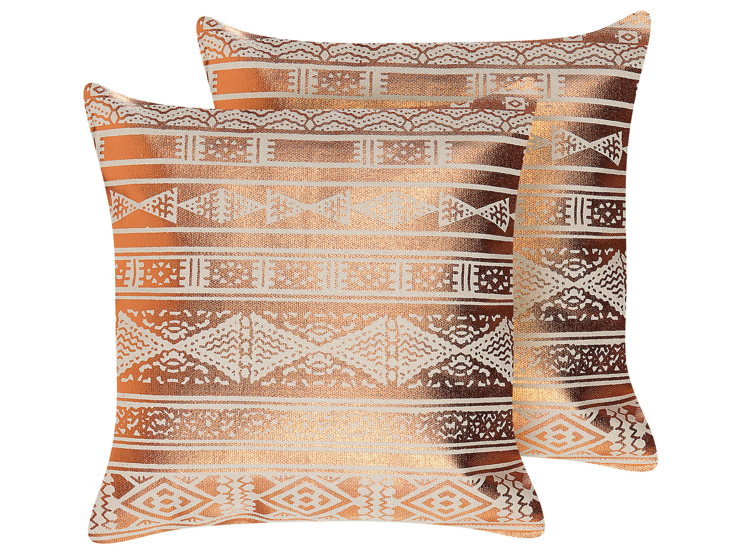 DEKOKISSEN 2er-Set Kupfer 50/50 cm Oujda - Kupferfarben, Naturmaterialien/Textil (50/50cm) - Beliani