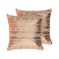 DEKOKISSEN 2er-Set Kupfer 50/50 cm Oujda - Kupferfarben, Naturmaterialen/Textil (50/50cm) - Beliani