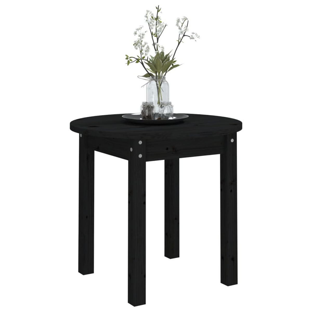 COUCHTISCH Schwarz Ø 45x40 cm Massivholz Kiefer - Schwarz, Holz (45/45/40cm) - furnicato
