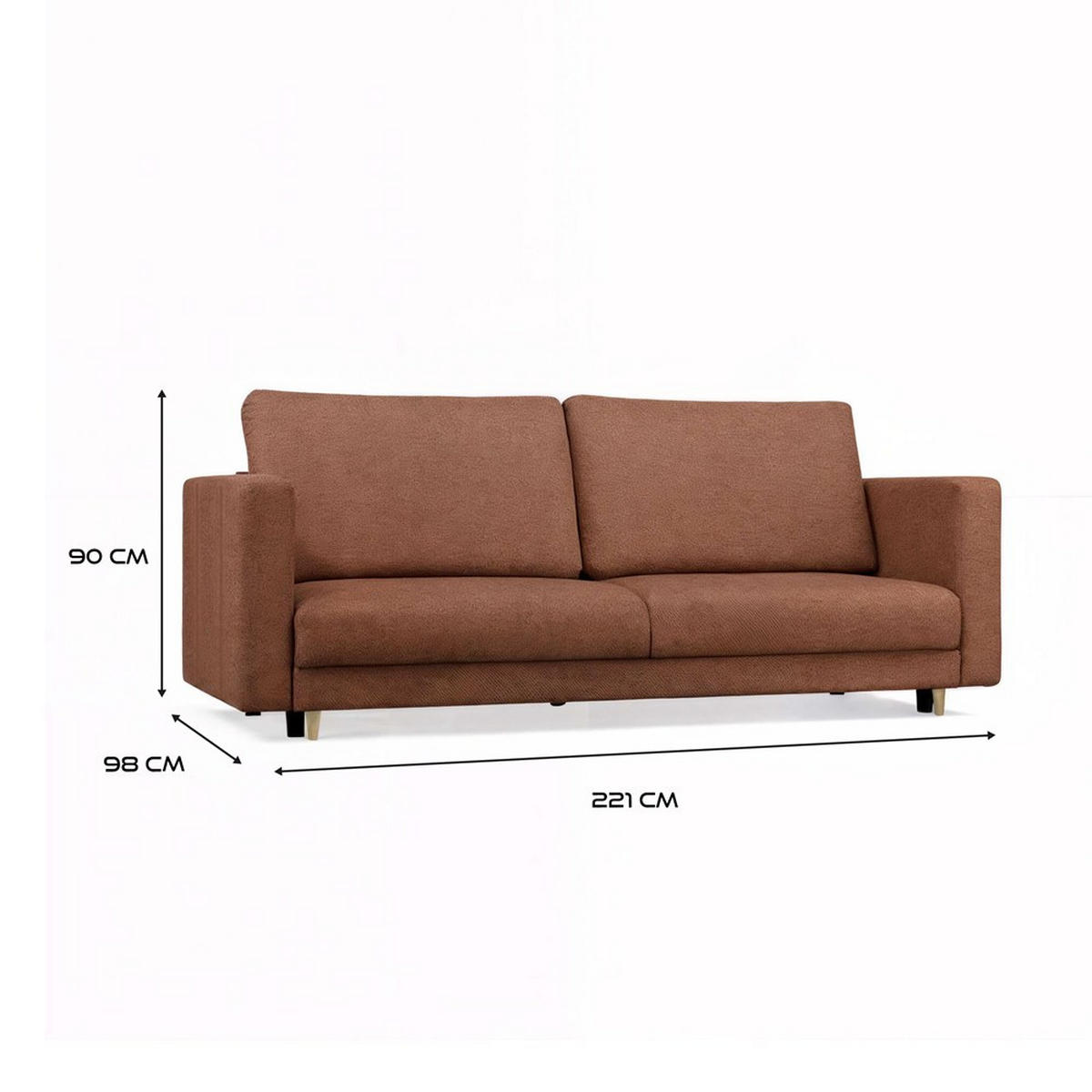 CANAPEА Teracotă 221/90/98 - teracota, compozit lemnos (221/90/98cm) - RAUMHIRSCH FURNITURE