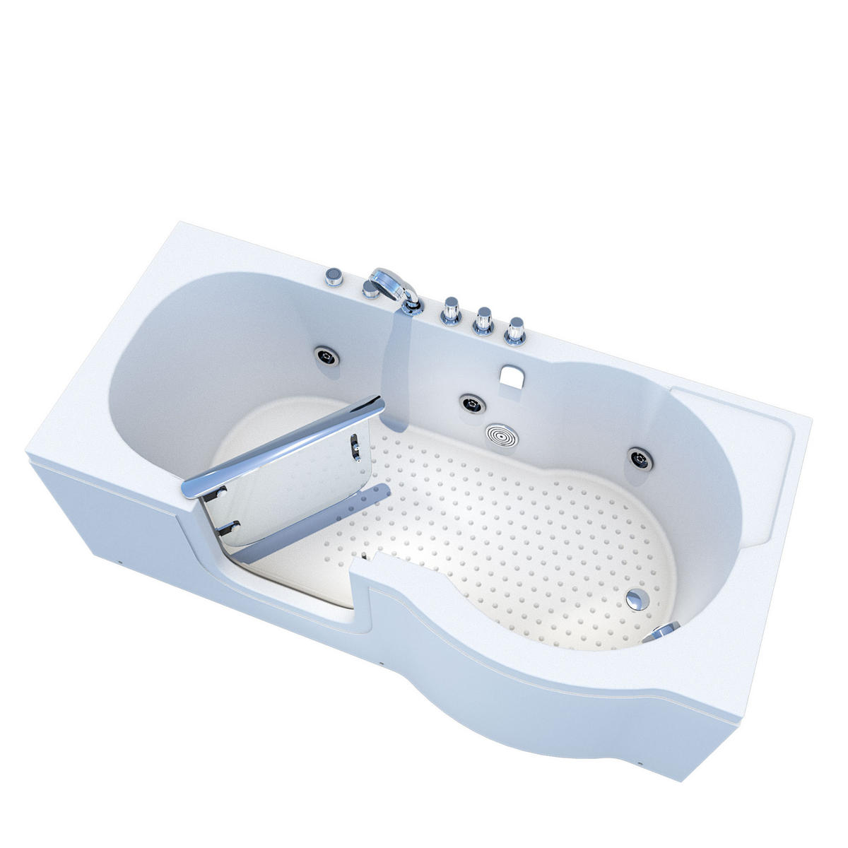 SITZWANNE Whirlpool Badewanne mit Tür S12-TH-WP-L 170x85cm - Weiß, Glas/Kunststoff (85/60/170cm) - AcquaVapore by Sandra Jentho