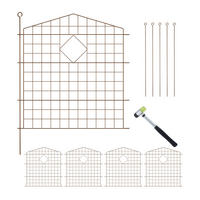 5XTEICHZAUN - Braun, Kunststoff/Metall (370/78/2cm) - Relaxdays