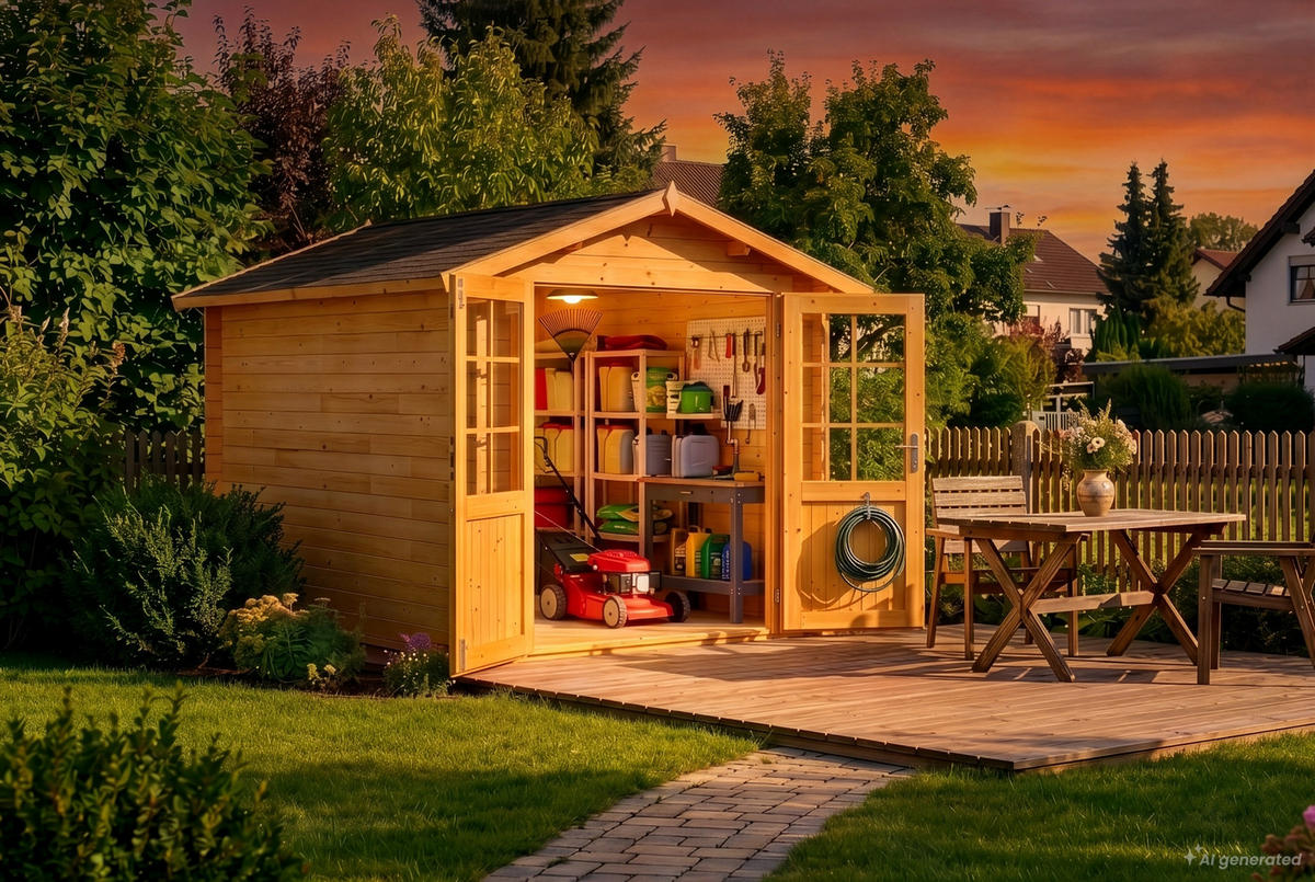GERÄTEHAUS Holz Bremen - Pinienfarben, Holz (270/245/420cm) - Alpholz