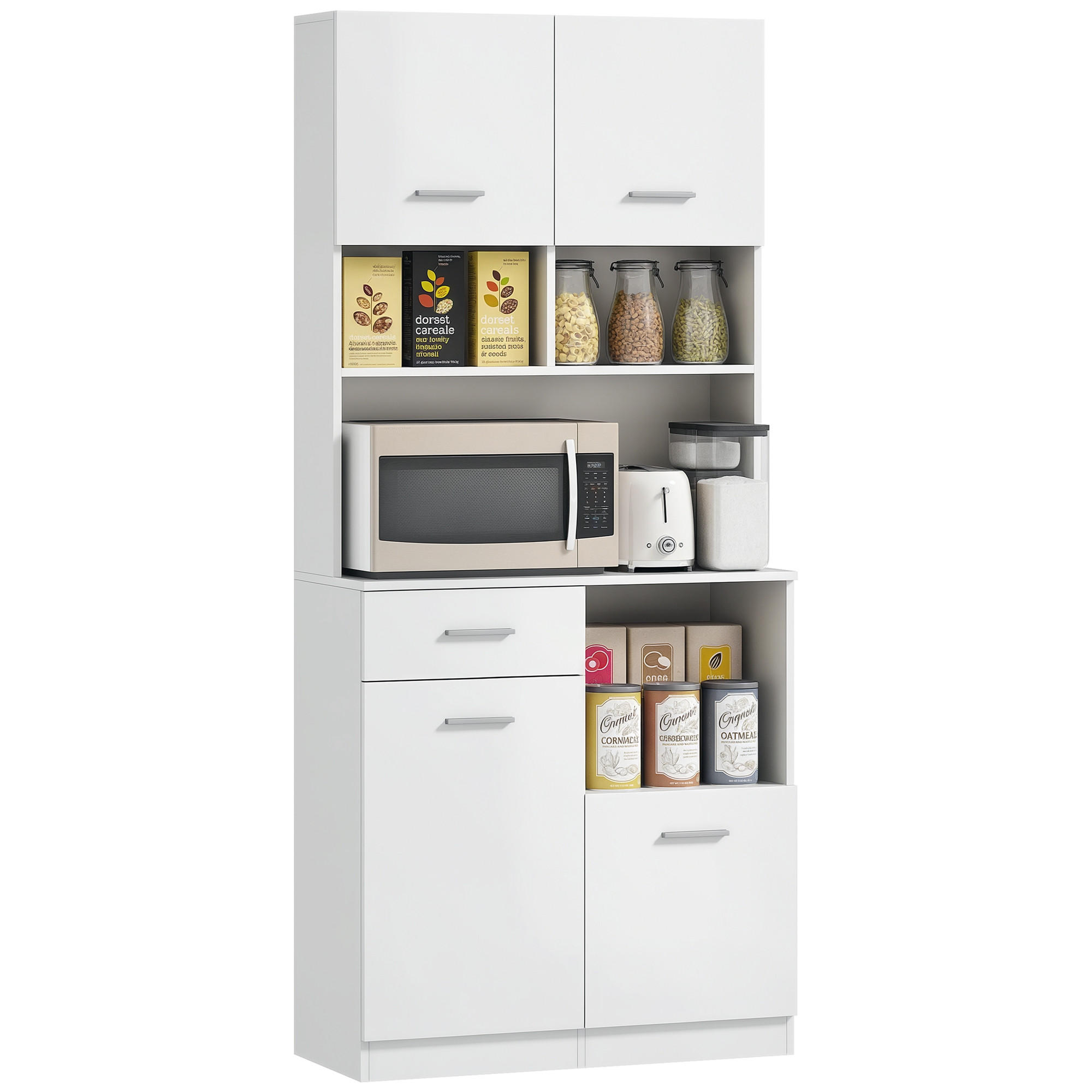 KÜCHENSCHRANK Weiß 80/35/180 cm - Silberfarben/Weiß, Fell (35/180/80cm) - PANGIVO