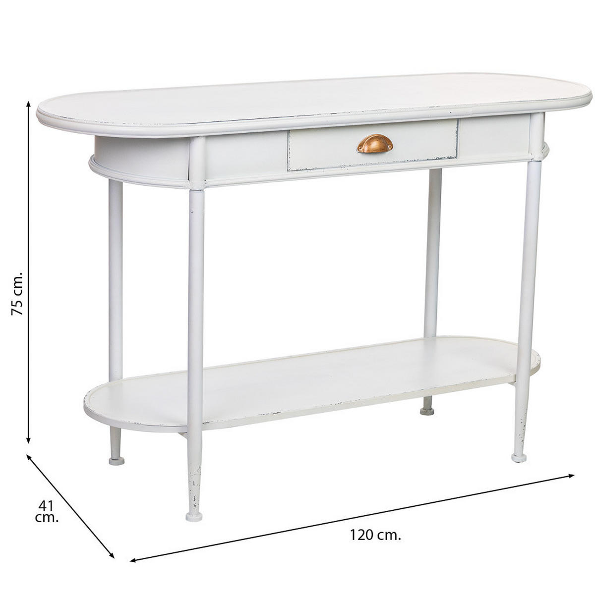 KONSOLENTISCH aus Metall, weiß, 120x41x75cm - Schwarz, Metall (41/120/75cm) - Wanderlust