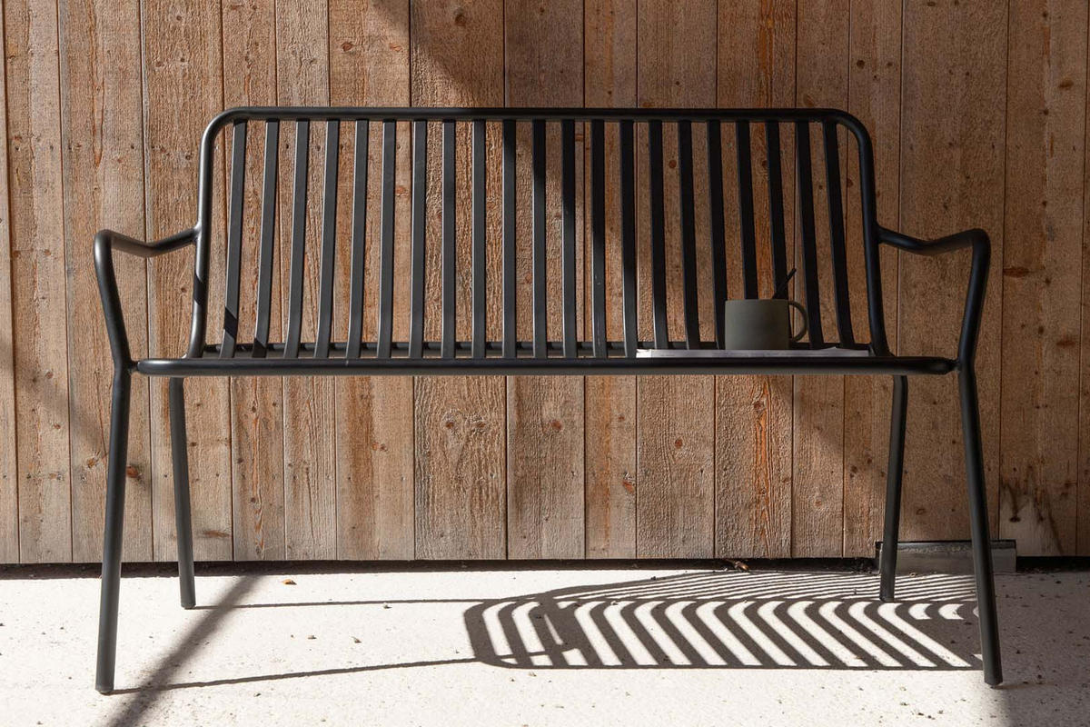 GARTENBANK schwarz - Schwarz, Metall (130/85/64cm) - ebuy24