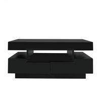 COUCHTISCH Schwarz LED-Beleuchtung 80/50/36 cm - Schwarz, Holzwerkstoff (50/80/36cm) - PANGIVO