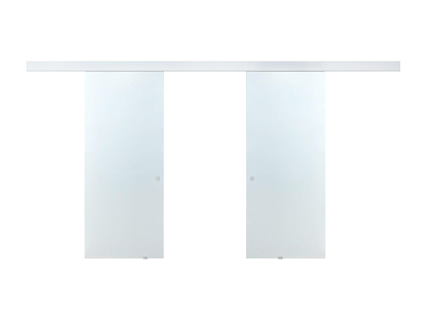 GLASSCHIEBETÜR Alusystem Doppelflügel - 205 x 166 cm - ALINA - Transparent, Metall (83/205/0.8cm) - Vente-Unique