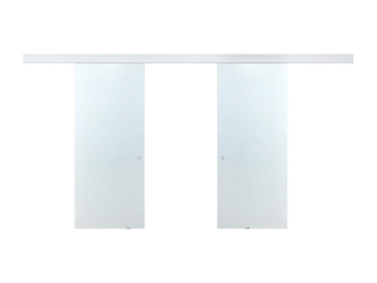 GLASSCHIEBETÜR Alusystem Doppelflügel - 205 x 166 cm - ALINA - Transparent, Metall (83/205/0.8cm) - Vente-Unique