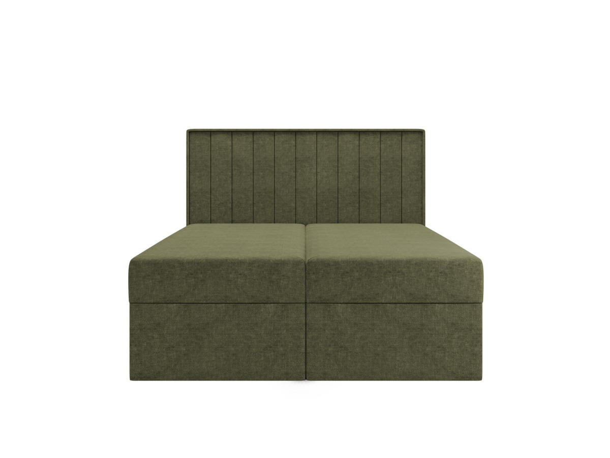 BOXBETT - Taschenmatratze + Topper 160x200 olivgrün Chenille - Olivgrün, Holz/Holzwerkstoff (160/200cm) - SIMKAM Furniture