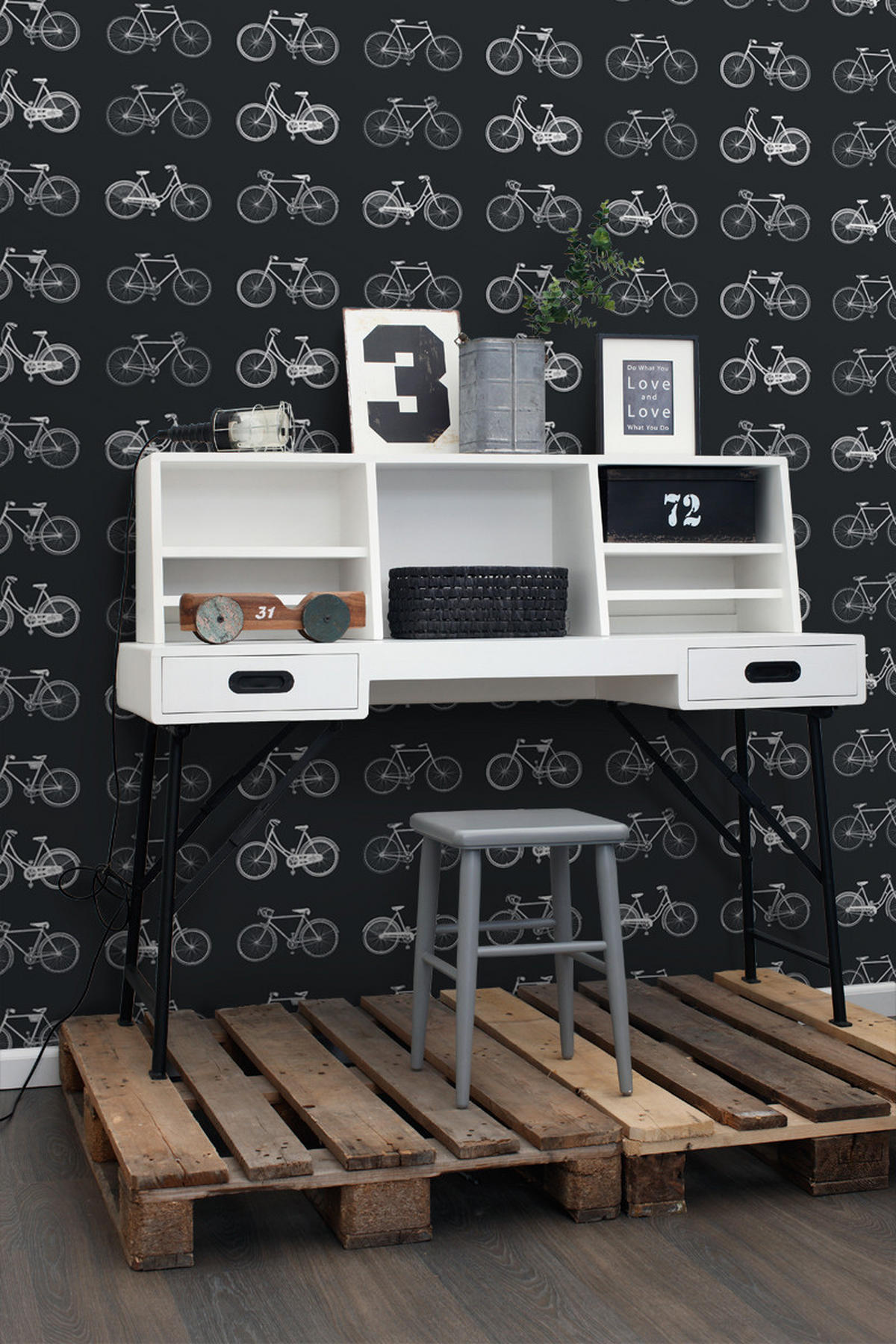 TAPETE Fahrräder 53 cm x 10.05 m - Schwarz, Papier (53/1000cm) - ESTAhome
