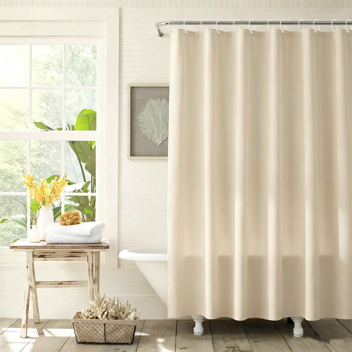 DUSCHVORHANG – Breite 180 x Höhe 180 cm – Beige – Inklusive Haken - Beige, Textil (180/180cm)