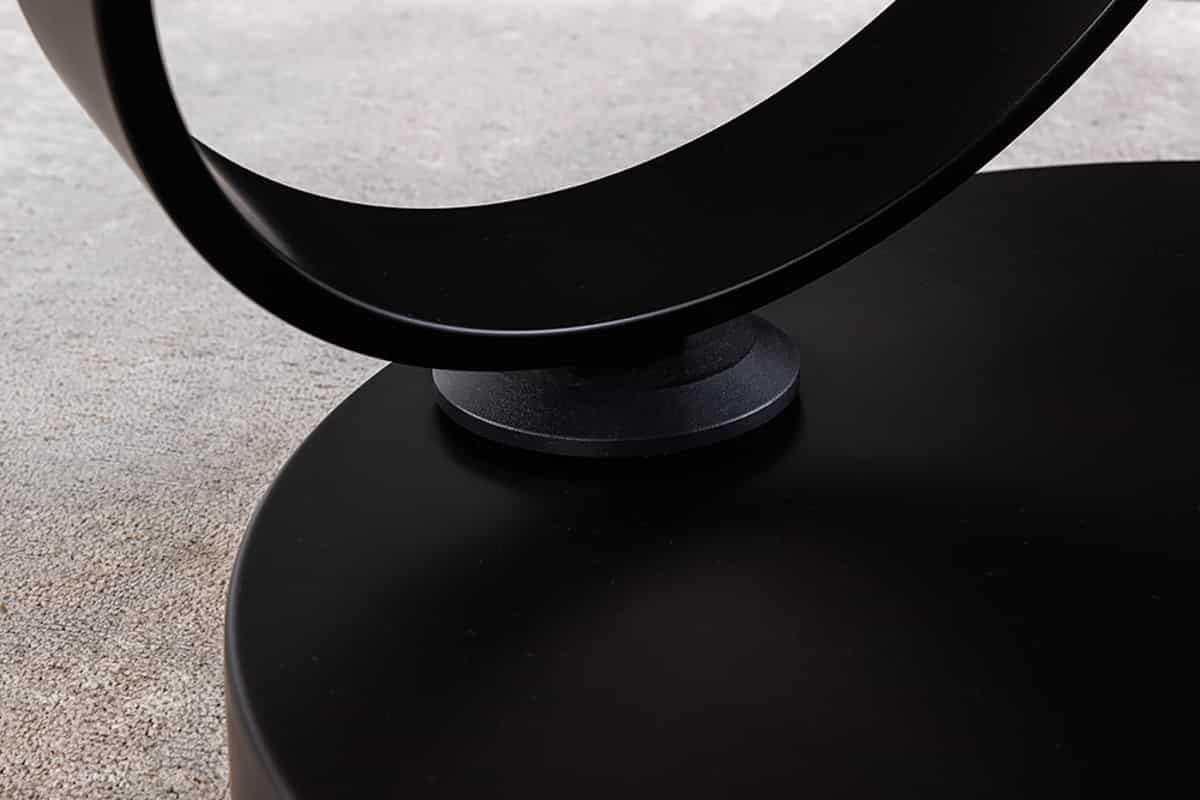 COUCHTISCH DANCING RINGS Marmor rund Grau|Weiß 80cm - Schwarz/Weiß, Keramik/Metall (80/80/44cm) - riess-ambiente