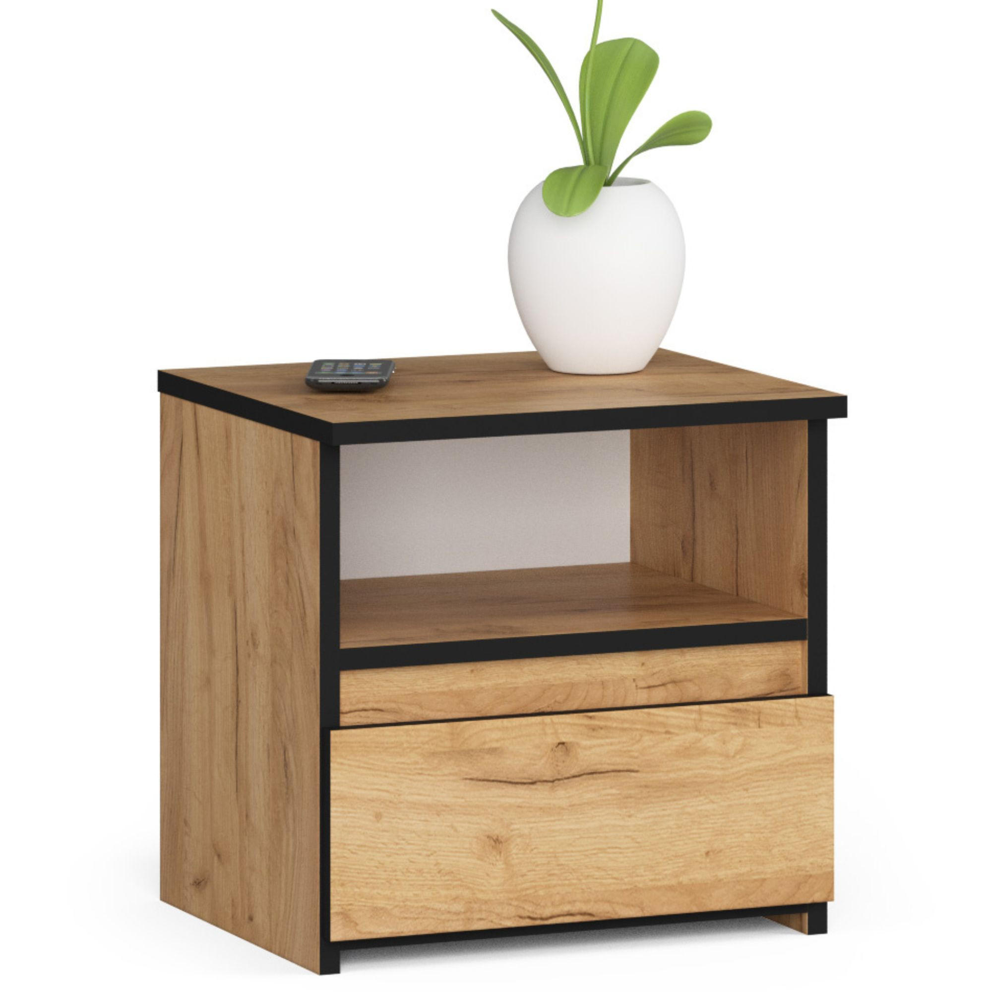 NACHTTISCH Eiche Craft 40x35x40 cm - Eichefarben, Holzwerkstoff (40/40/35cm) - Akord