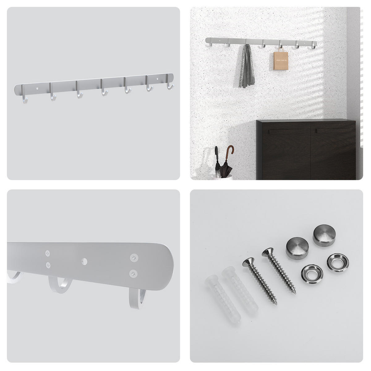 HAKENLEISTE 54/4.7/4.7 cm - Silberfarben, Metall (4.7/4.7/54cm) - Intirilife