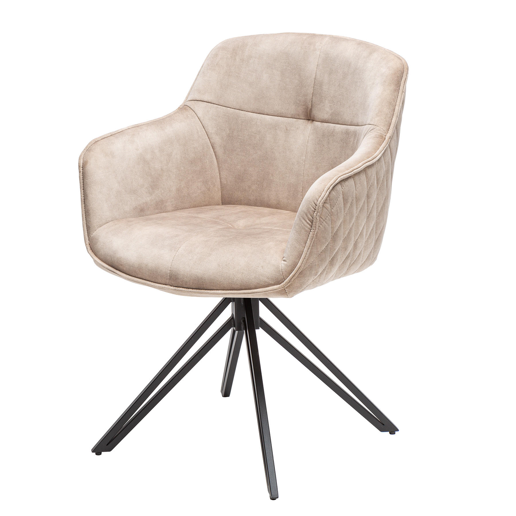 ARMLEHNSTUHL EUPHORIA Samt Champagner - Champagner/Schwarz, Kunststoff/Metall (58/60/60cm) - riess-ambiente
