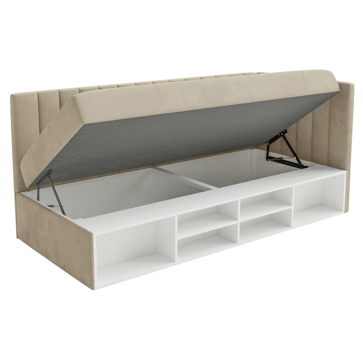 JUGENDBETT Ventrio Graubeige Easy-Clean-Samtbezug 90x200 cm - Taupe, Holz/Textil (90/200cm) - Selsey