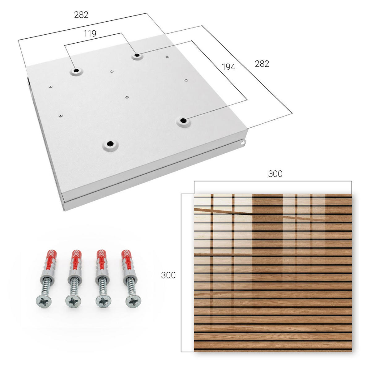 SCHLÜSSELBOX Weiß 30x30 cm – Türöffnung nach rechts - Holzpaneele - Braun, Metall (30/30/5cm) - TULUP