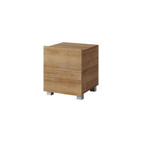 NACHTTISCH Bird Goldene Eiche, mit Schubladen - Eichefarben/Silberfarben, Holzwerkstoff (40/45/40cm) - Bettso