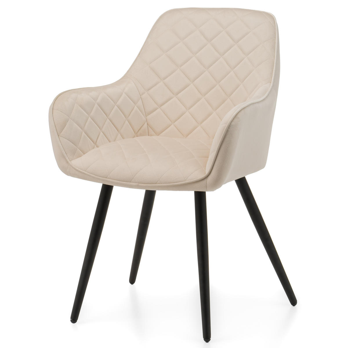 STUHL COLIN gespolsterter mit Steppung - beige - Samt Velours - Ecru/Beige, Textil/Metall (58/87/61cm) - NEW HOME