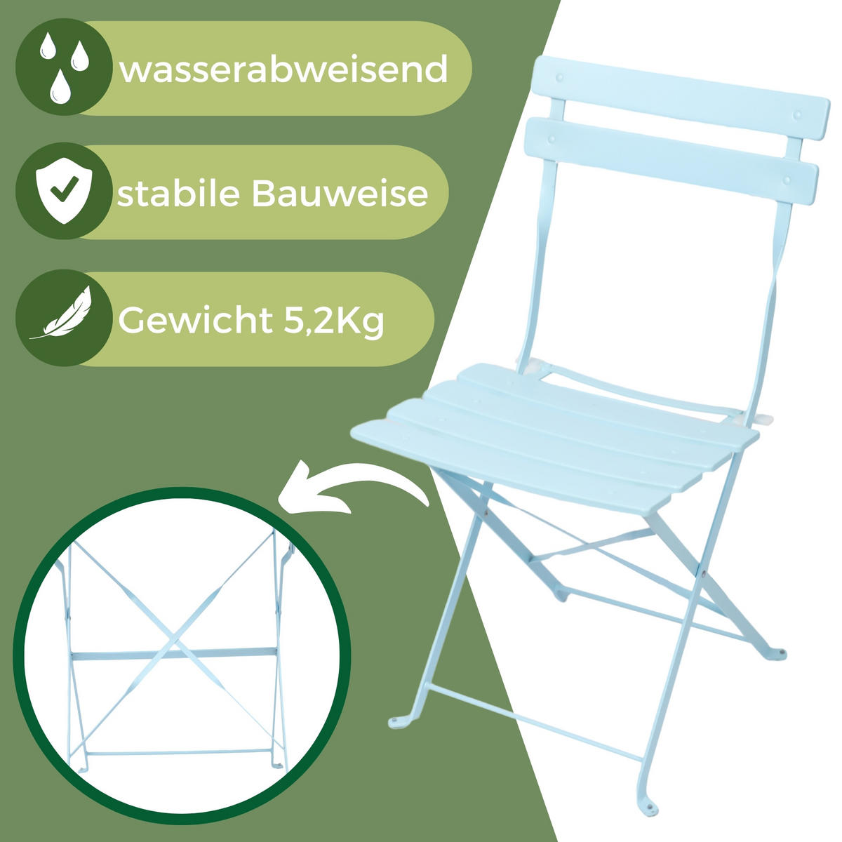 BISTRO SET Blau - Blau, Metall - Albatros