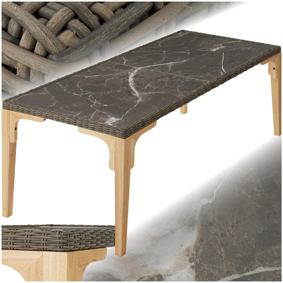 GARTENTISCH Foggia,196 x 87 x 76 cm,natur - Naturfarben, Kunststoff (196/87/76cm) - tectake