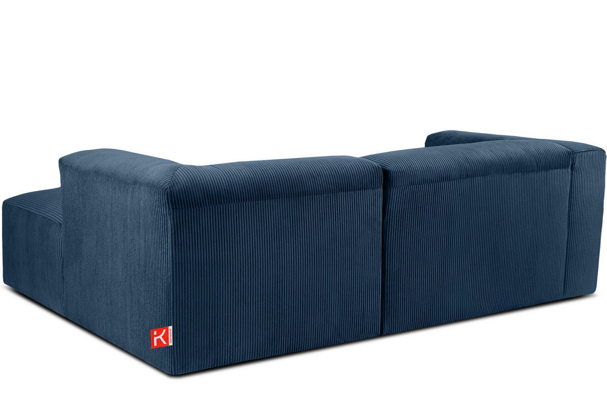 ECKMODULSOFA-RECHTS BUFFO 3/4 Sitzer mit extrem weicher Sitzfläche, Kordstoff, marineblau - Blau/Grün, Textil (237/180cm) - KONSIMO®