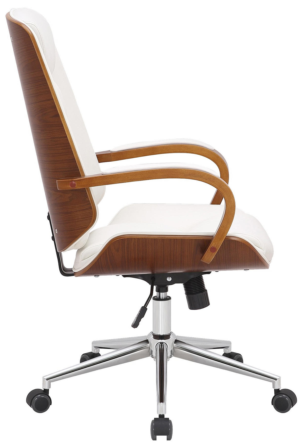 DREHSTUHL Lederlook walnuss/weiß - Walnussfarben/Weiß, Textil/Metall (60/102/68cm) - CLP
