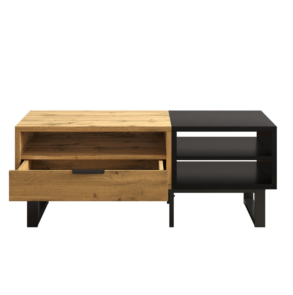 COUCHTISCH 100/50/40 cm mit Schublade und 3 offenen Fächern, Holzfarben/Schwarz - Naturfarben, Holzwerkstoff (100/50/40cm) - Redom
