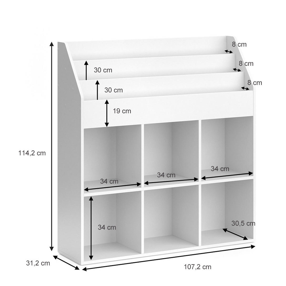 KINDERREGAL Luigi Weiß 107.2 x 114.2 cm - Weiß, Holzwerkstoff (107.2/114.2/31.2cm) - Vicco