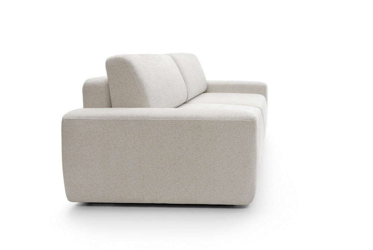 SOFA 4-Sitzer freistehend, Bettzeugcontainer, Polsterung aus PUR-Schaum, Stoff Raven, Schlaffunktion: 120x200 cm, Größe: 257x82x105 cm, Beige - Beige, Holz/Textil (257/82/105cm) - DomoHome
