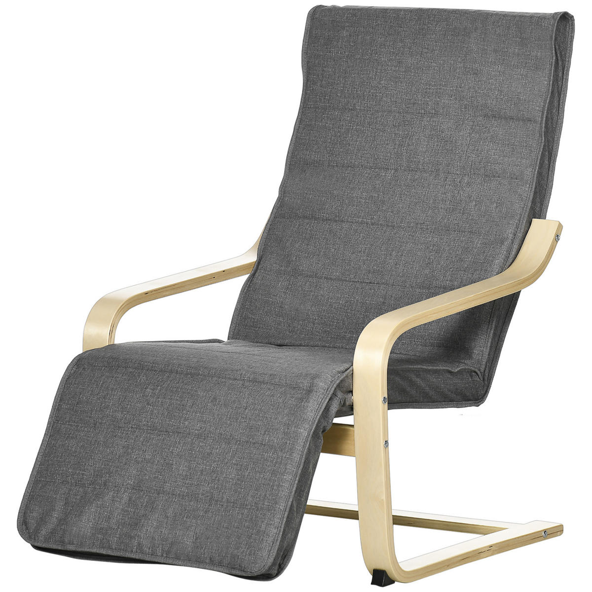 RELAXSESSEL DE-06809 mit verstellbarem Fußteil und Birkenholzrahmen Grau - Grau, Holz/Textil (94/100/66.5cm) - ComfortXL