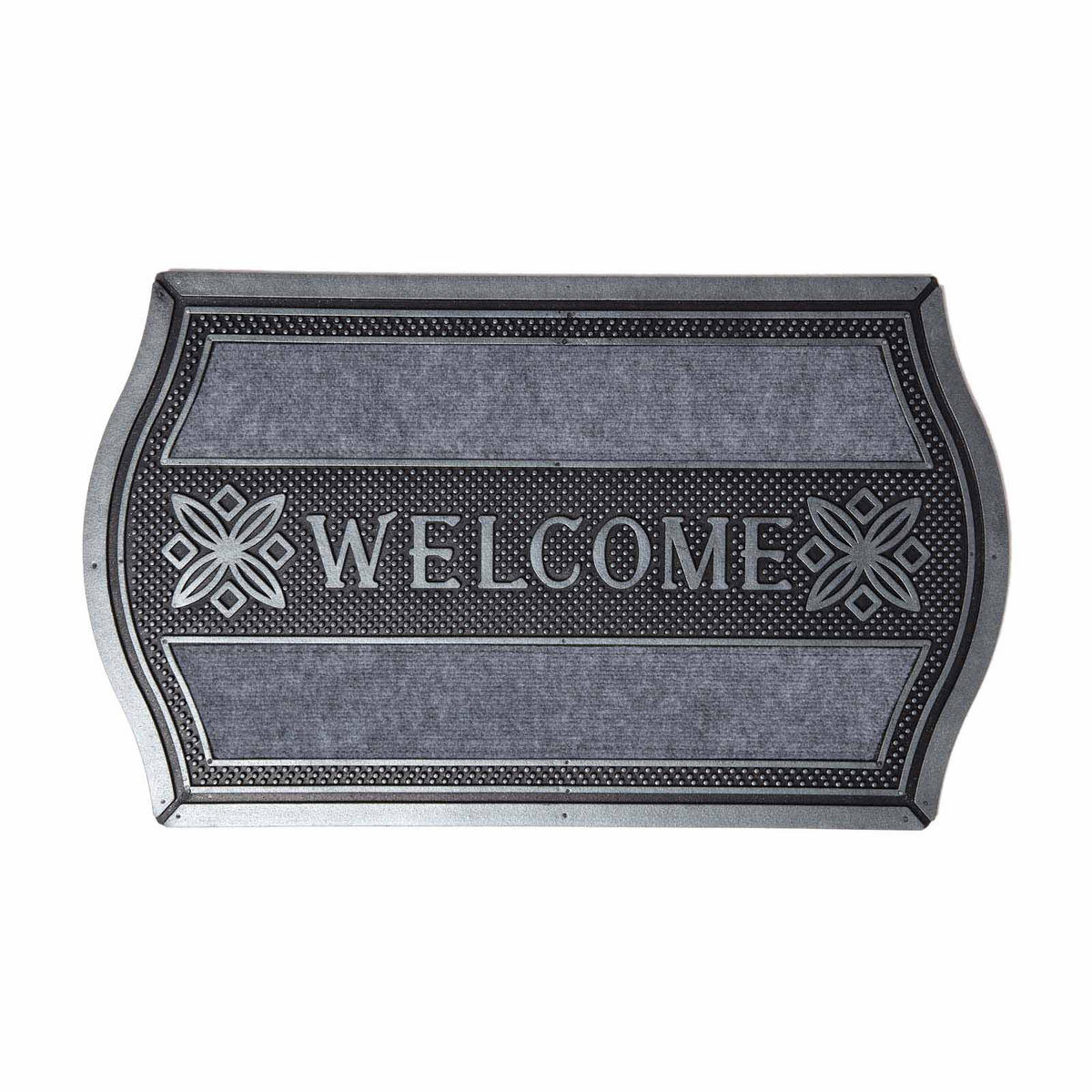 FUSSMATTE Welcome silber-grau, geschwungen 45/75 cm - Grau, Naturmaterialen (45/75cm) - Homescapes