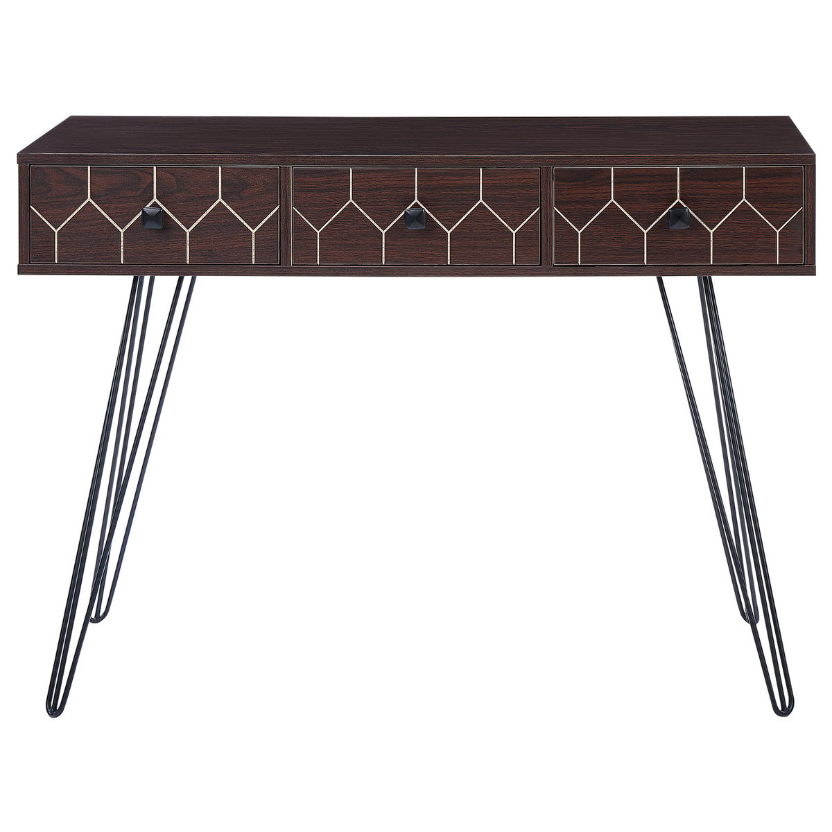 KONSOLENTISCH dunkler Holzfarbton/schwarz 3 Schubladen Malsala - Dunkelbraun/Schwarz, Holzwerkstoff (39/110/79cm) - Beliani