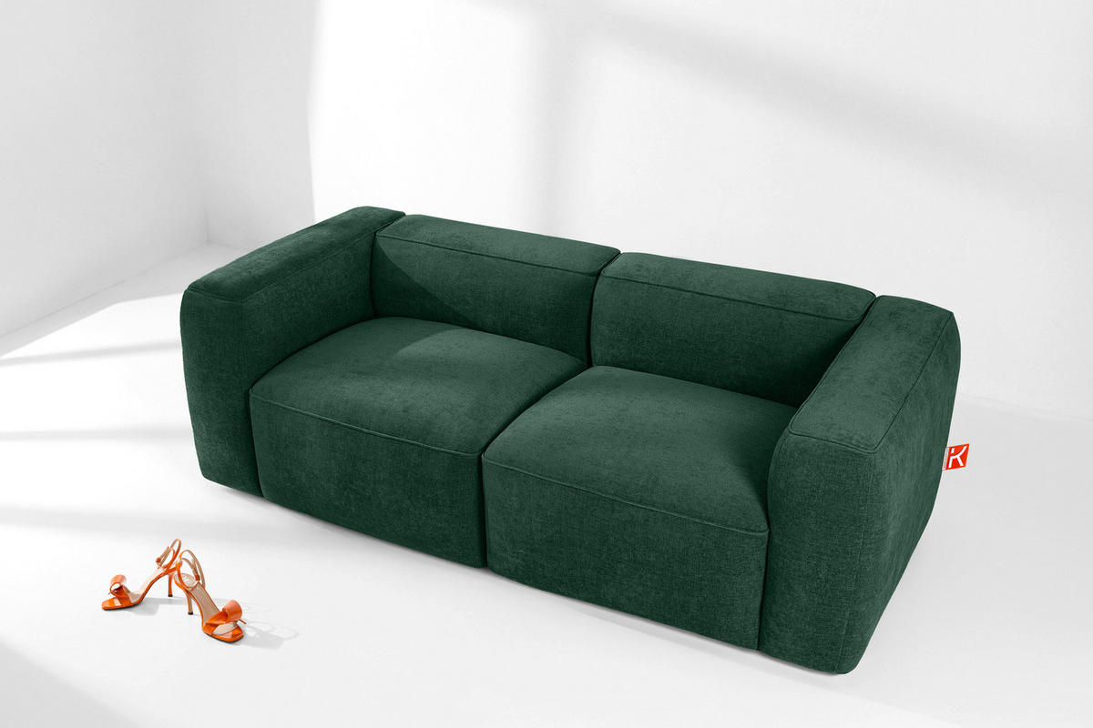 2-SITZER SOFA FUBBO, Dunkelgrün - Dunkelgrün, Holz/Holzwerkstoff (210/73/96cm) - KONSIMO®