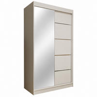 KLEIDERSCHRANK Malika 120 cm Weiß Spiegel 2 Schubladen Griffe silber - Weiß, Holzwerkstoff (120/216/61cm) - KS Home Concept