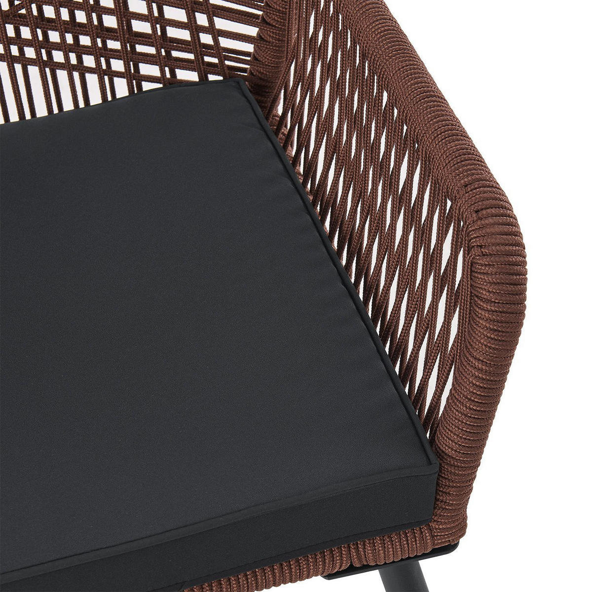 GARTENSTÜHLE Rope Kastos dunkelbraun (2er-Set) - Braun, Metall (57/86/61cm) - Juskys