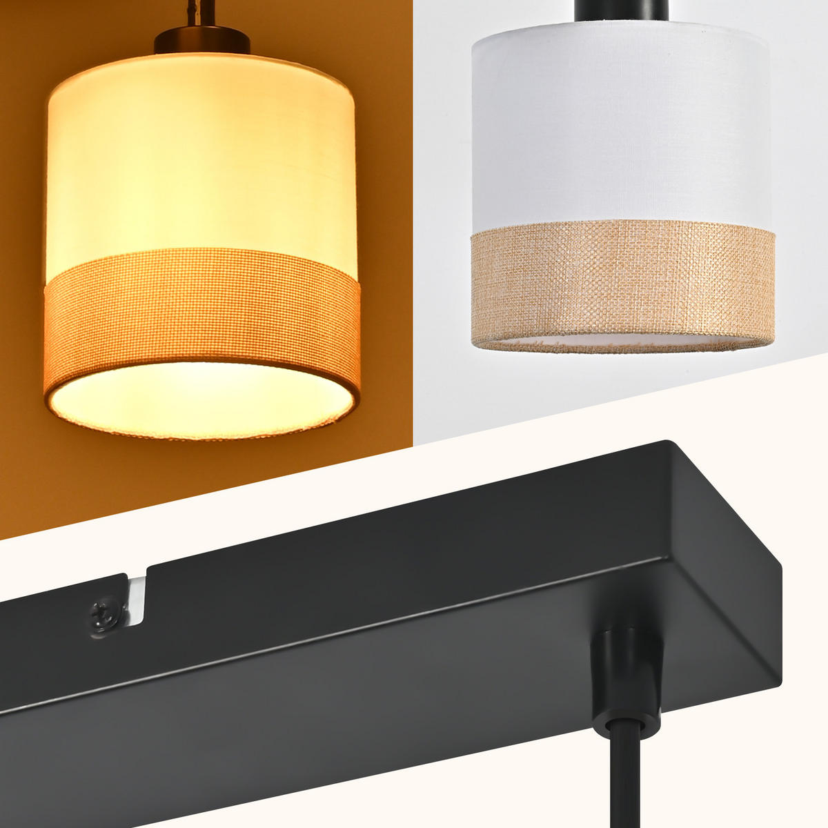 PENDELLEUCHTE Corinthia 48/5/120 cm - Schwarz/Weiß, Kunststoff/Metall (48/5/120cm) - ZMH